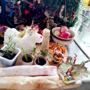 Unicorn, tower, decorated eggs, natural toiletries and seed paper